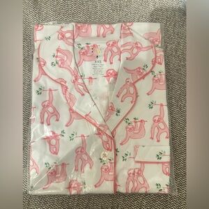 Roller Rabbit Pink and White Sloth Pajamas